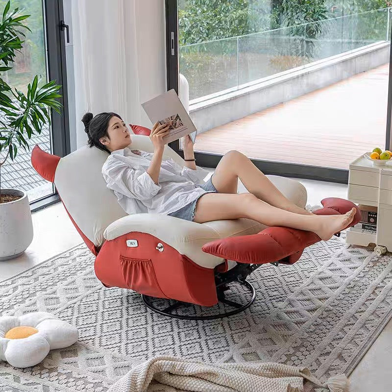 ソファ おしゃれ ホワイト×レッド 電動 手動 シングル 1人用 チェア 1人掛け 一人暮らし