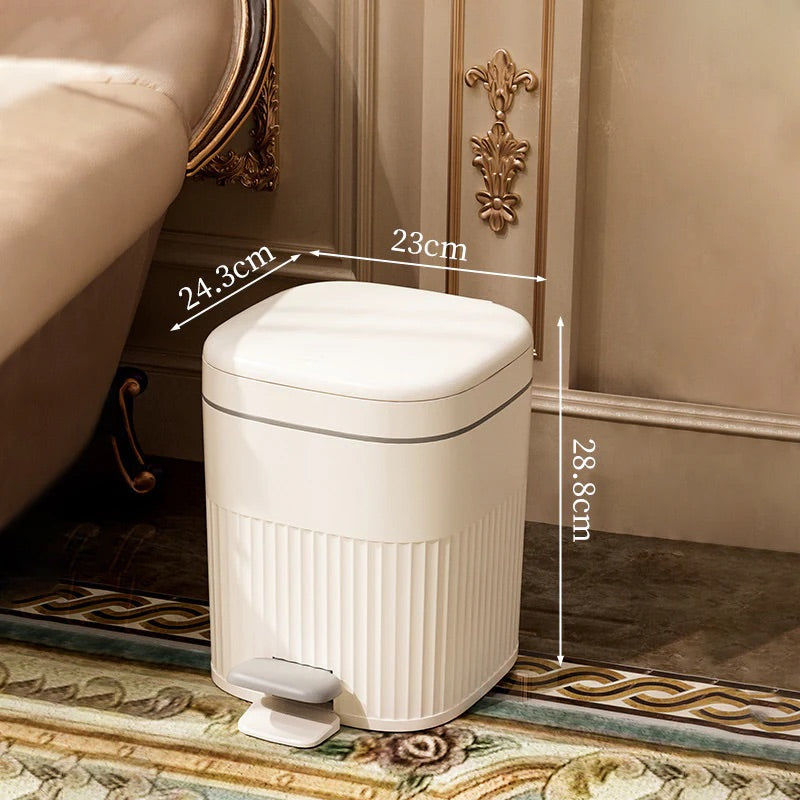 フタ付き エンボス おしゃれ ホワイト グリーン ゴミ箱