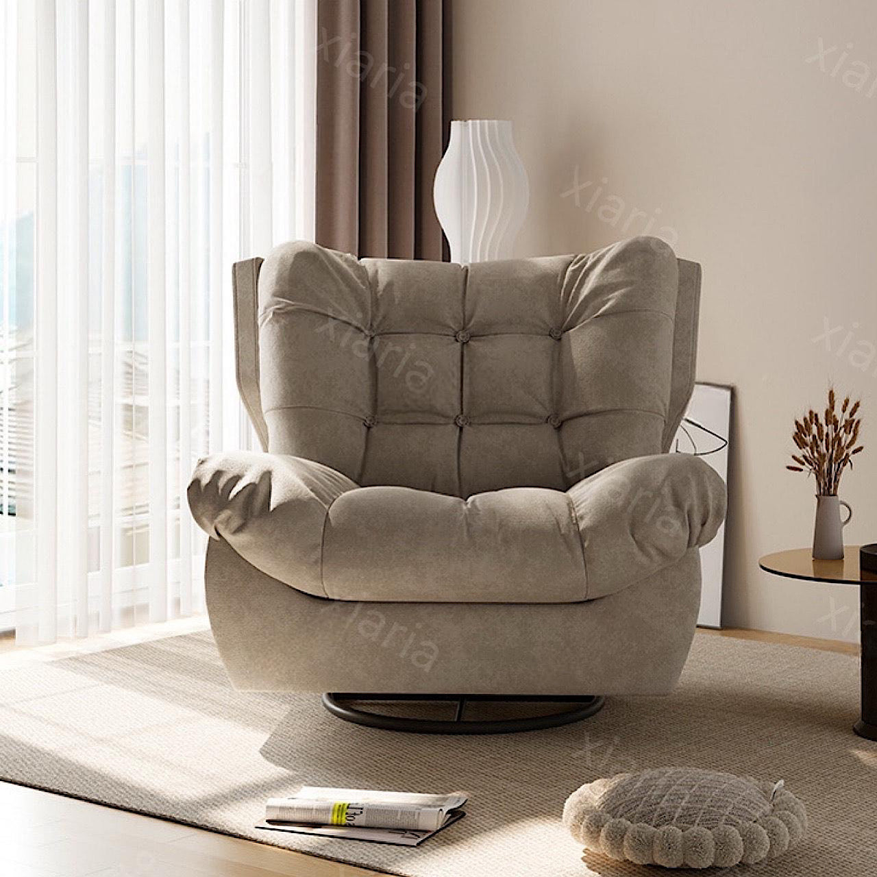 電動 シングル ソファ シンプルなリビングルーム ロッキング 椅子 レジャー ネットレッド クリーム風 ソファ