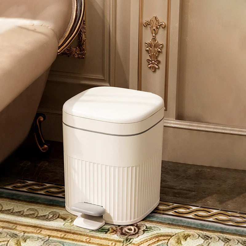 フタ付き エンボス おしゃれ ホワイト グリーン ゴミ箱