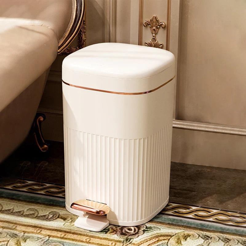 フタ付き エンボス おしゃれ ホワイト グリーン ゴミ箱