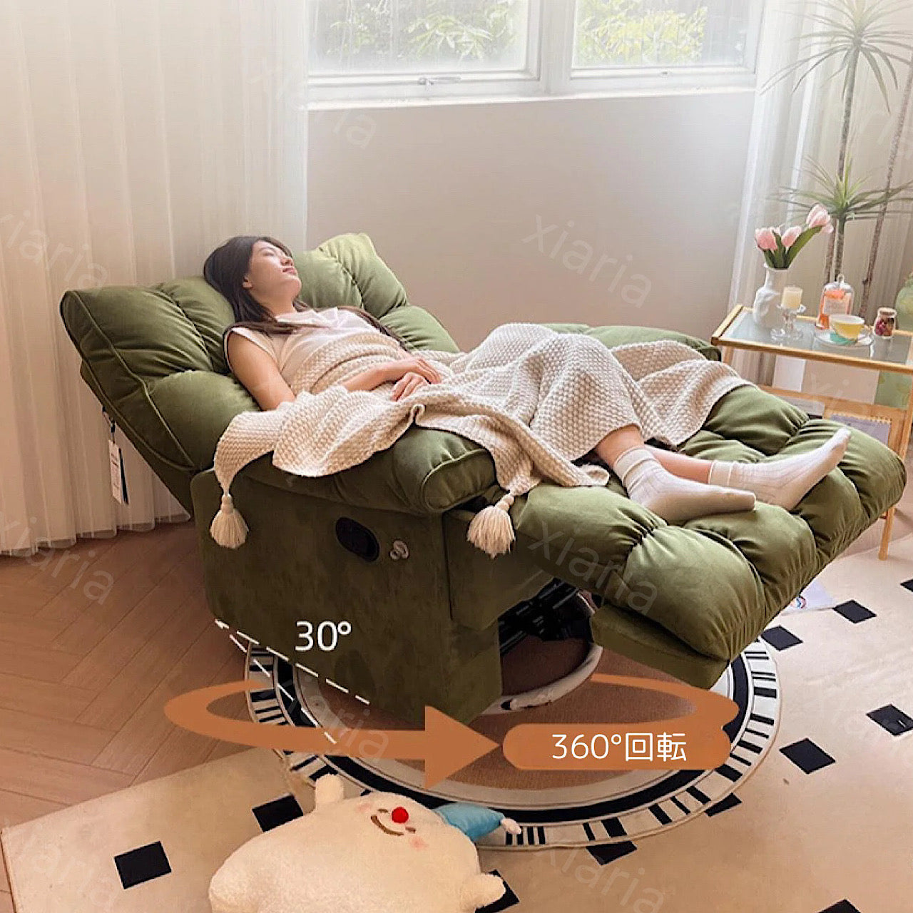 電動 ソファ シングル リビングルーム ファブリック 家庭用 多機能 クラウド シングル チェア レジャー ロッキング チェア