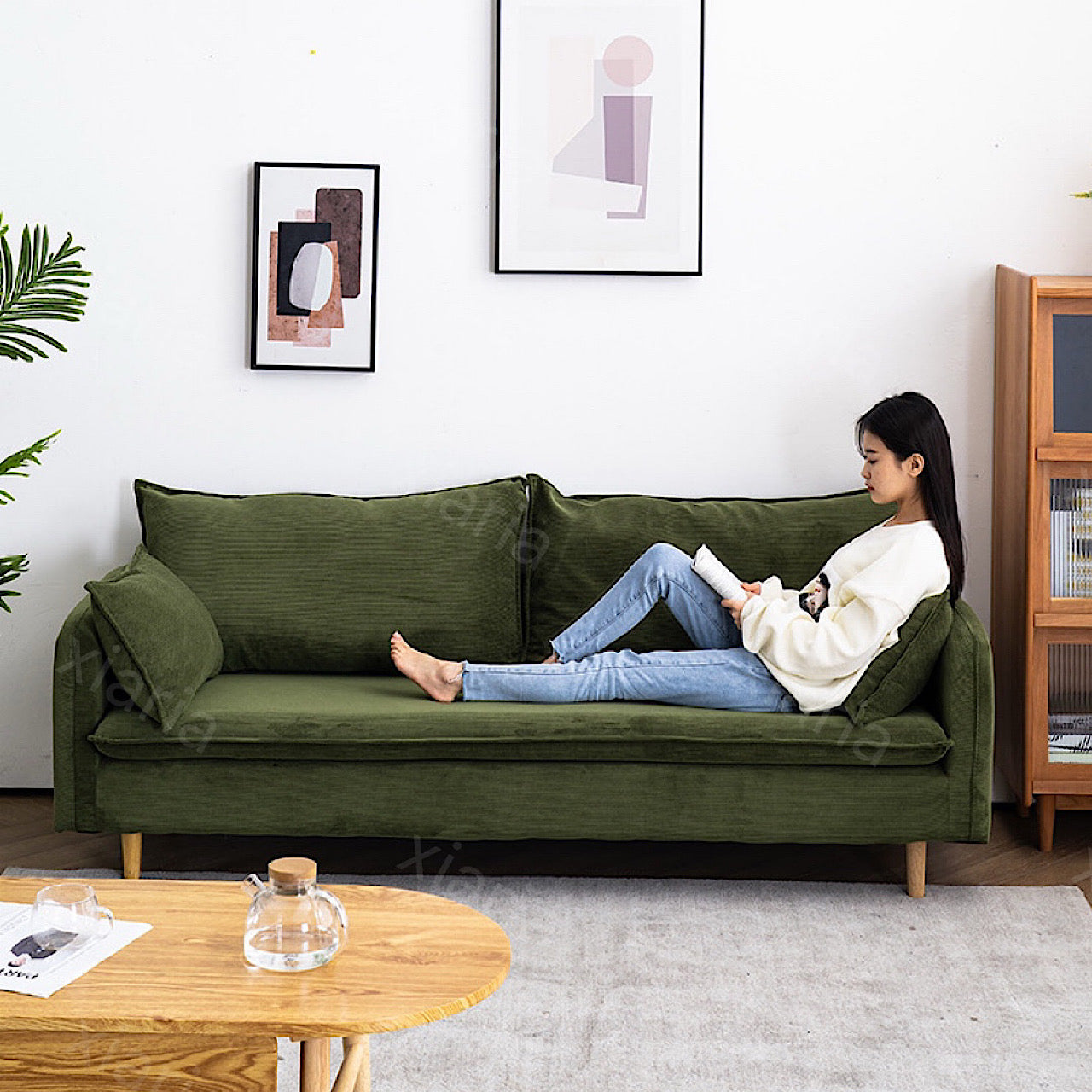 北欧 ソリッド ファブリック ソファ リビング 家庭用 レトロ コーデュロイ 日本製 シンプル ソファ