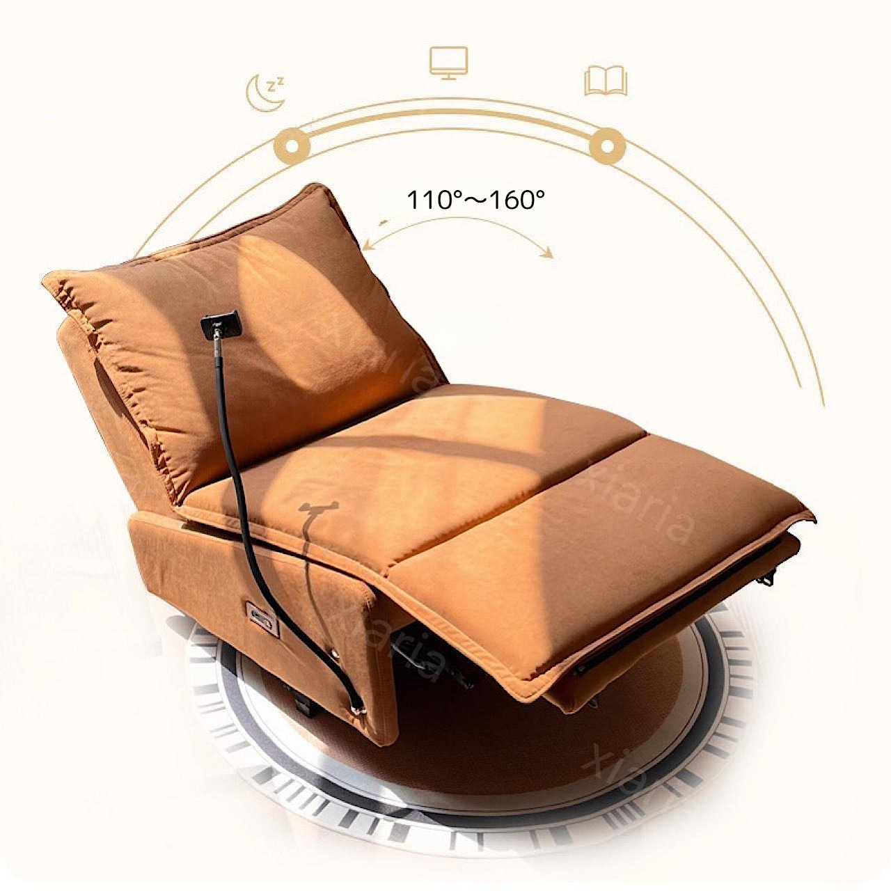 シングル 電動 リクライニング イタリアン ミニマリスト ハイバック ファブリック クリーム風 モダン ソファ