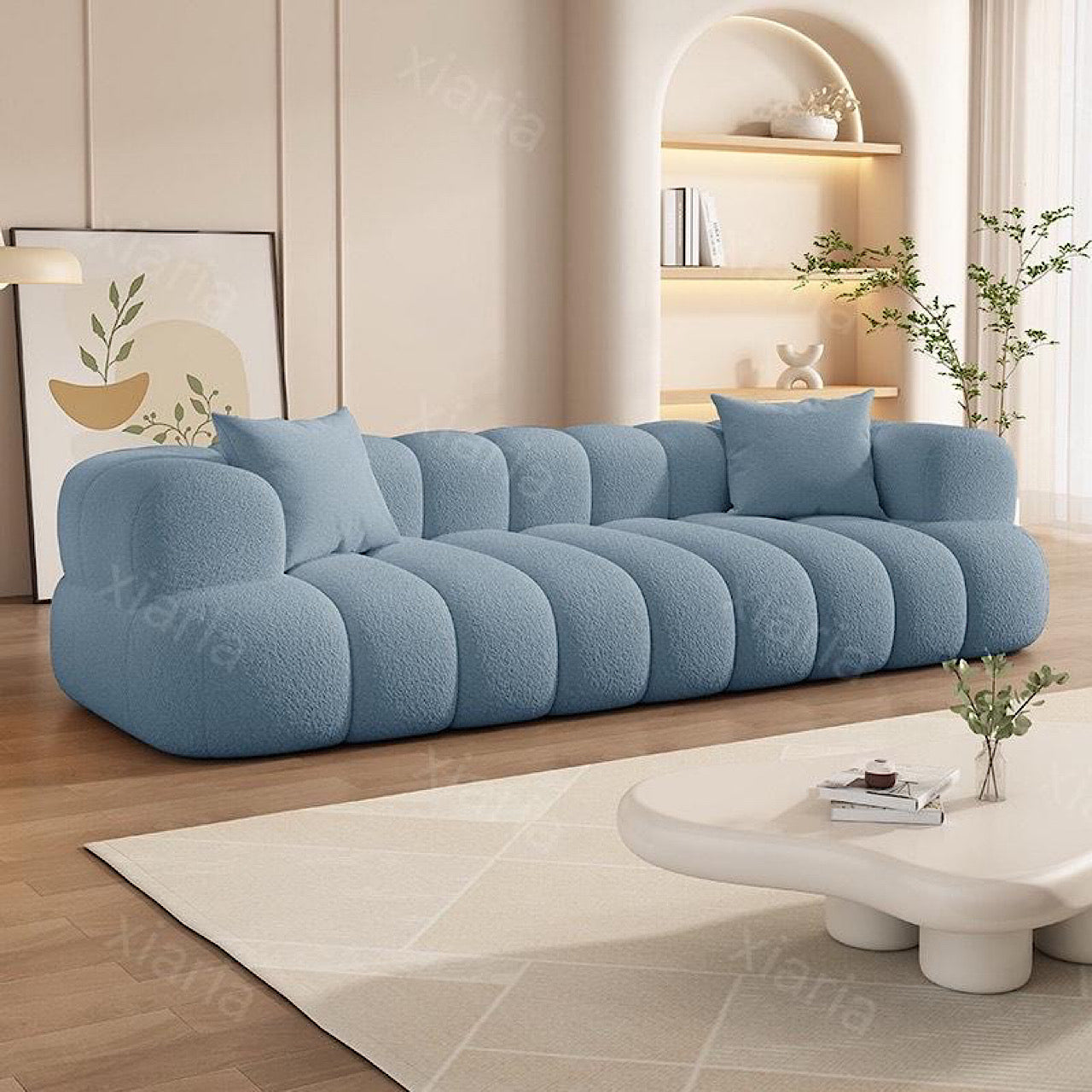 クリーム スタイル ラムウール ライト 高級小型 家庭用 ソファ リビングルーム ベッド ソファ