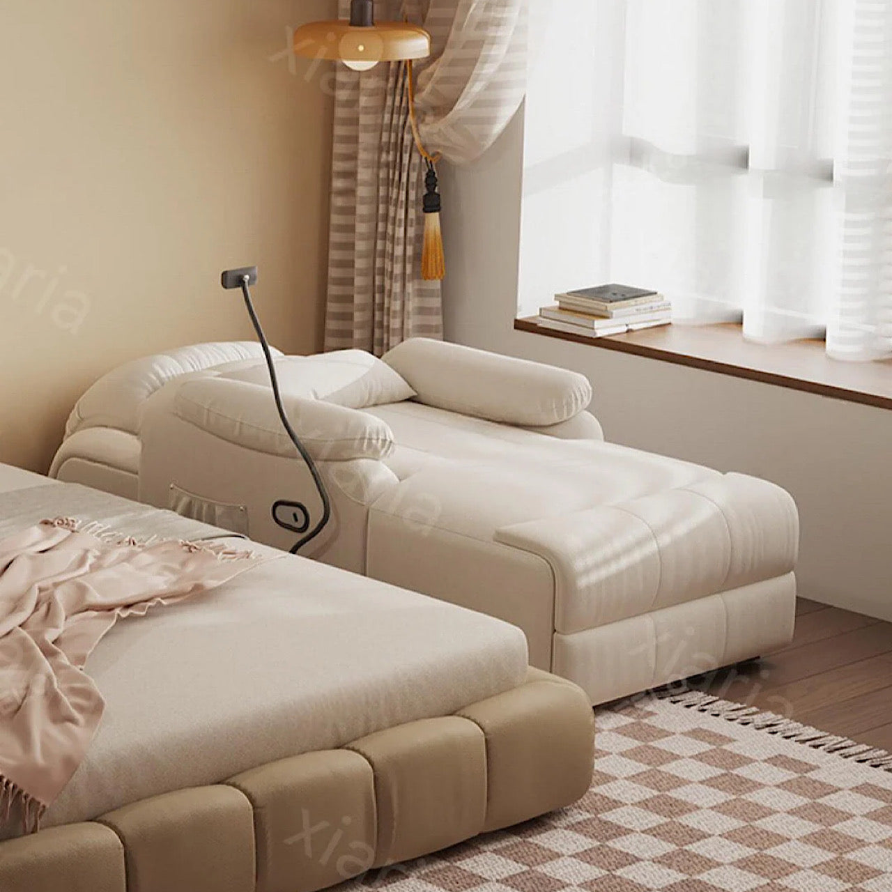 タフィー シェーズ ラウンジ ソファ シングルルーム ベッドルーム ベッド 180°横たわる フラット ビューティー カウチ チェア