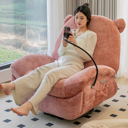 ソファ リクライニング 足置き 単色 シングル シンプル 猫耳付き おしゃれ スマホホルダー付き 1人用 チェア 一人暮らし