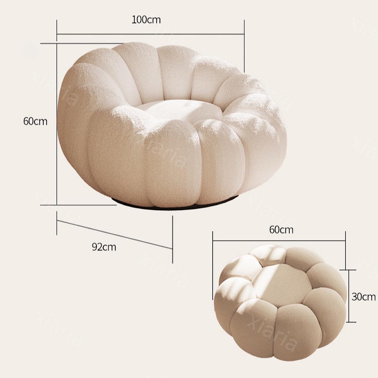 ソフト かわいい ラムウール シングル バルコニー ソファ カボチャ