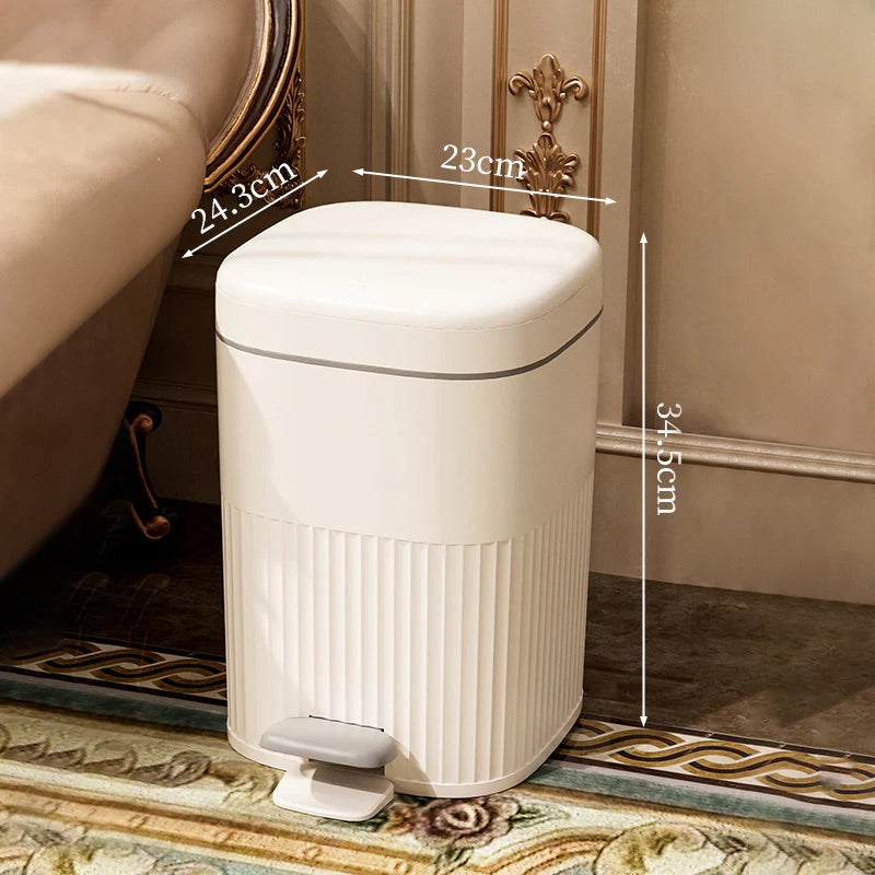 フタ付き エンボス おしゃれ ホワイト グリーン ゴミ箱