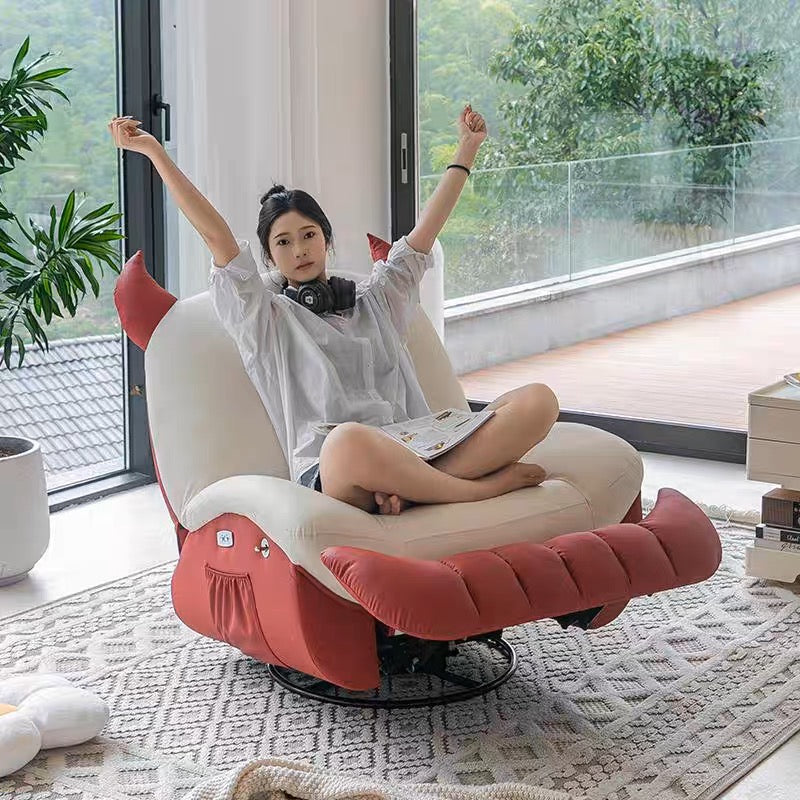 ソファ おしゃれ ホワイト×レッド 電動 手動 シングル 1人用 チェア 1人掛け 一人暮らし