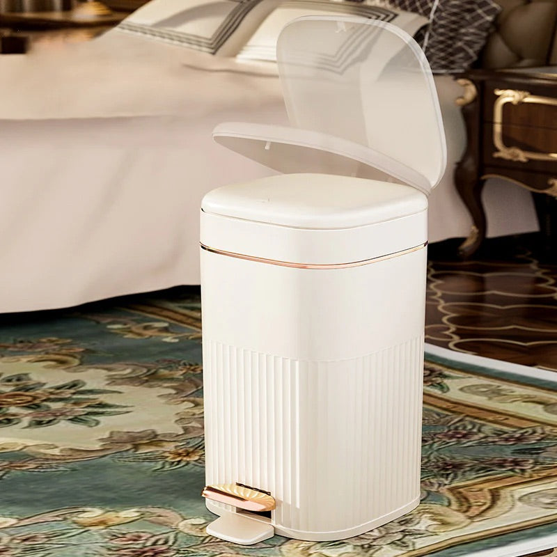 フタ付き エンボス おしゃれ ホワイト グリーン ゴミ箱