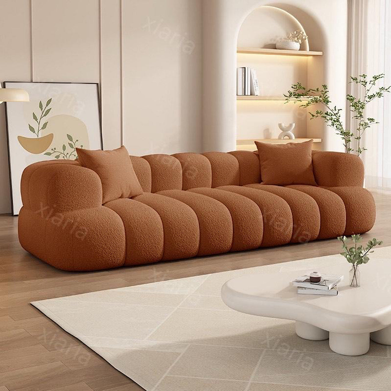 クリーム スタイル ラムウール ライト 高級小型 家庭用 ソファ リビングルーム ベッド ソファ