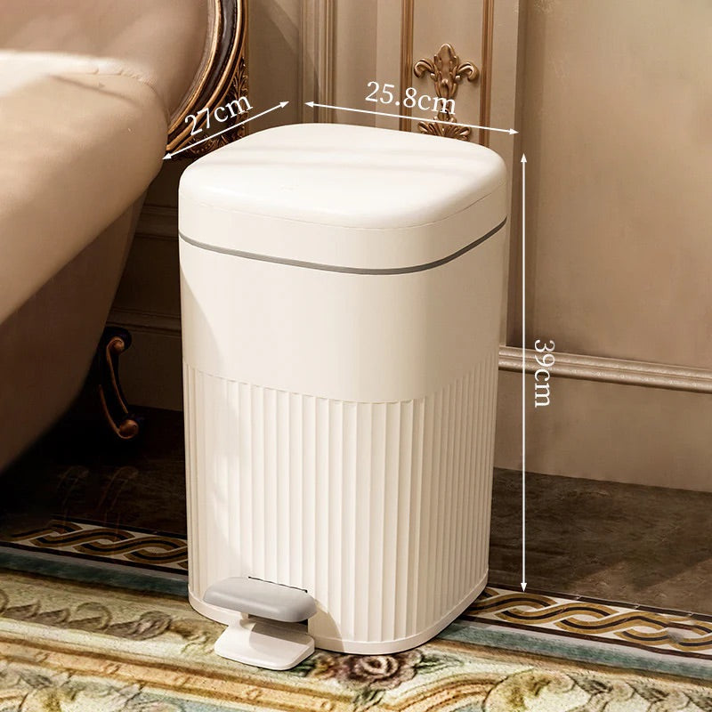 フタ付き エンボス おしゃれ ホワイト グリーン ゴミ箱