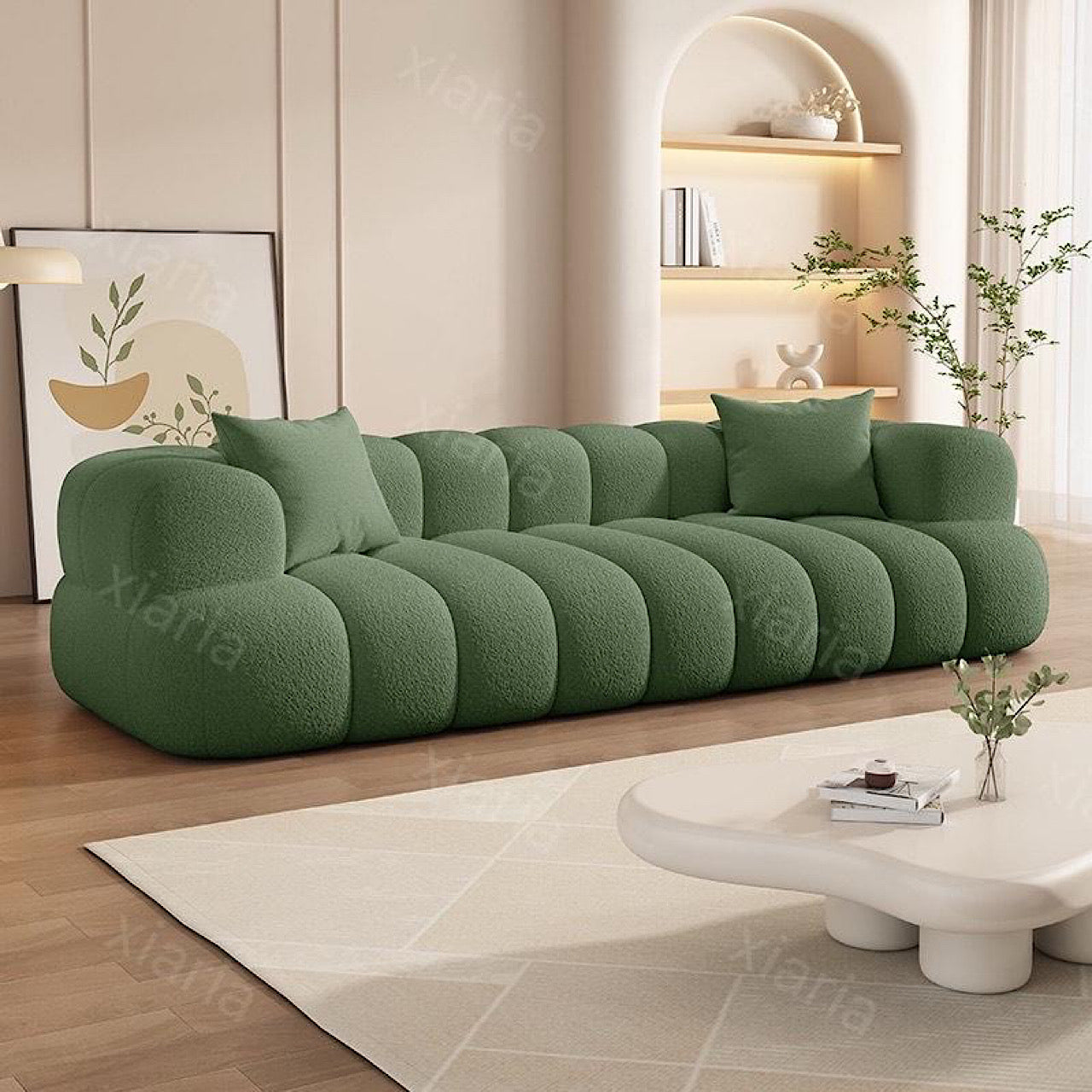 クリーム スタイル ラムウール ライト 高級小型 家庭用 ソファ リビングルーム ベッド ソファ