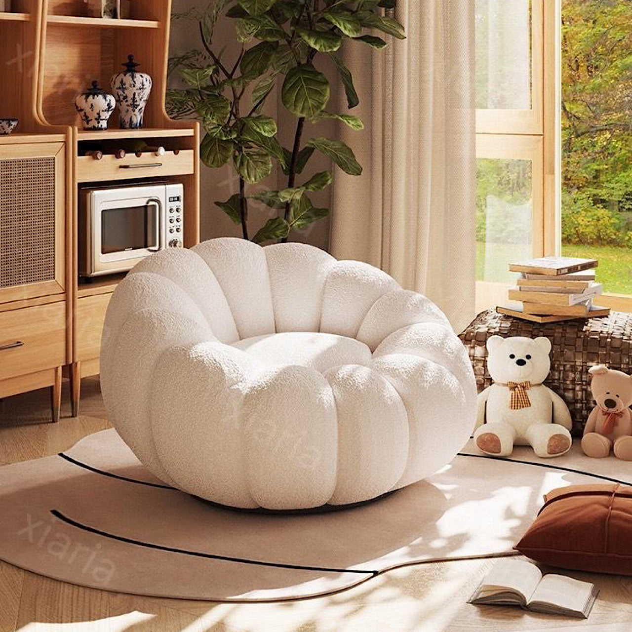 ソフト かわいい ラムウール シングル バルコニー ソファ カボチャ