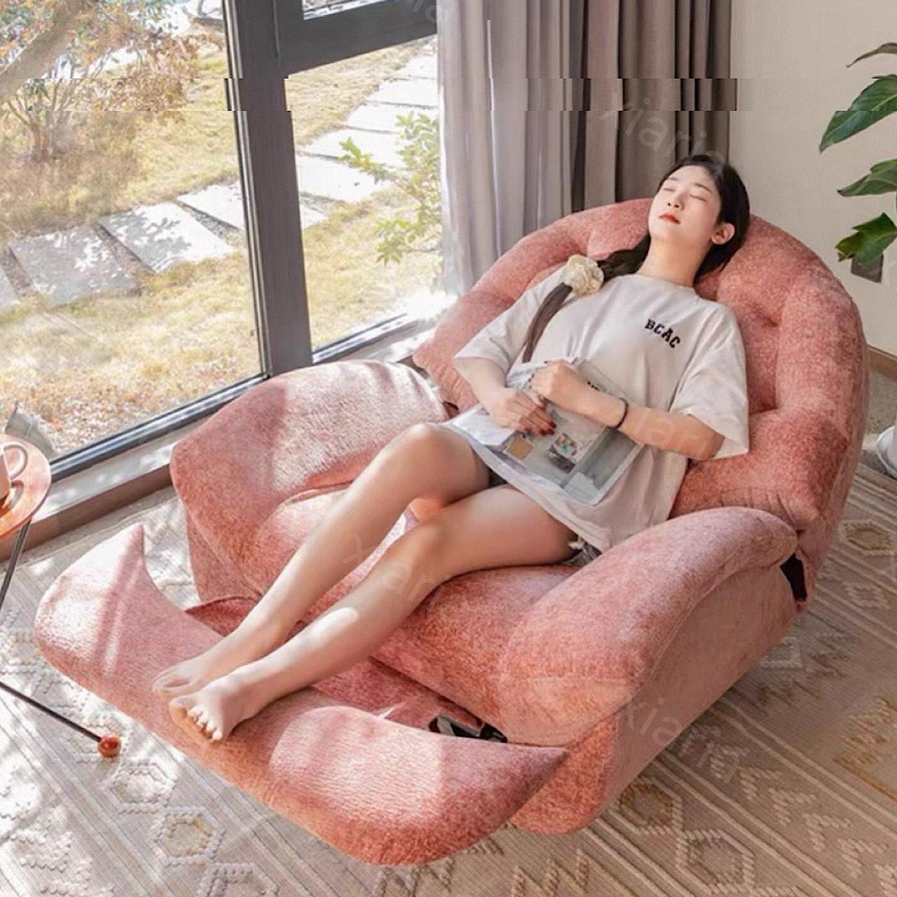 多機能 ロッキング チェア 電動回転 レジャー ベッド シングル ピンク ソファ