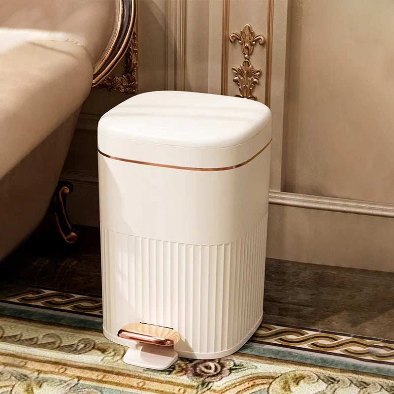 フタ付き エンボス おしゃれ ホワイト グリーン ゴミ箱