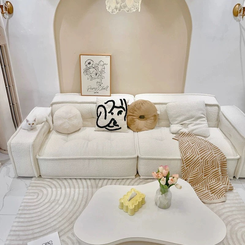 イタリア ソファ 北欧 デザイナー ストレート ローファ ブリック 家庭用 ソファ クリーム スタイル ヴィラ ヴィンテージ ソファ