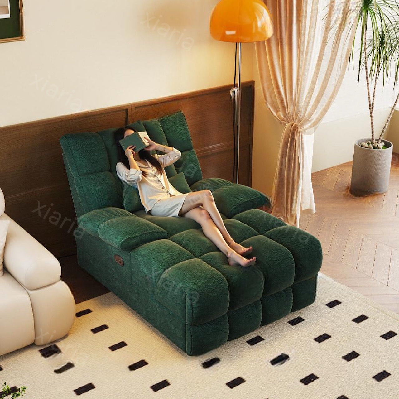 電動 快適な多機能 リクライニングチェア ベッドルーム リビングルーム レトロ シェニール タフィー チェア ソファ