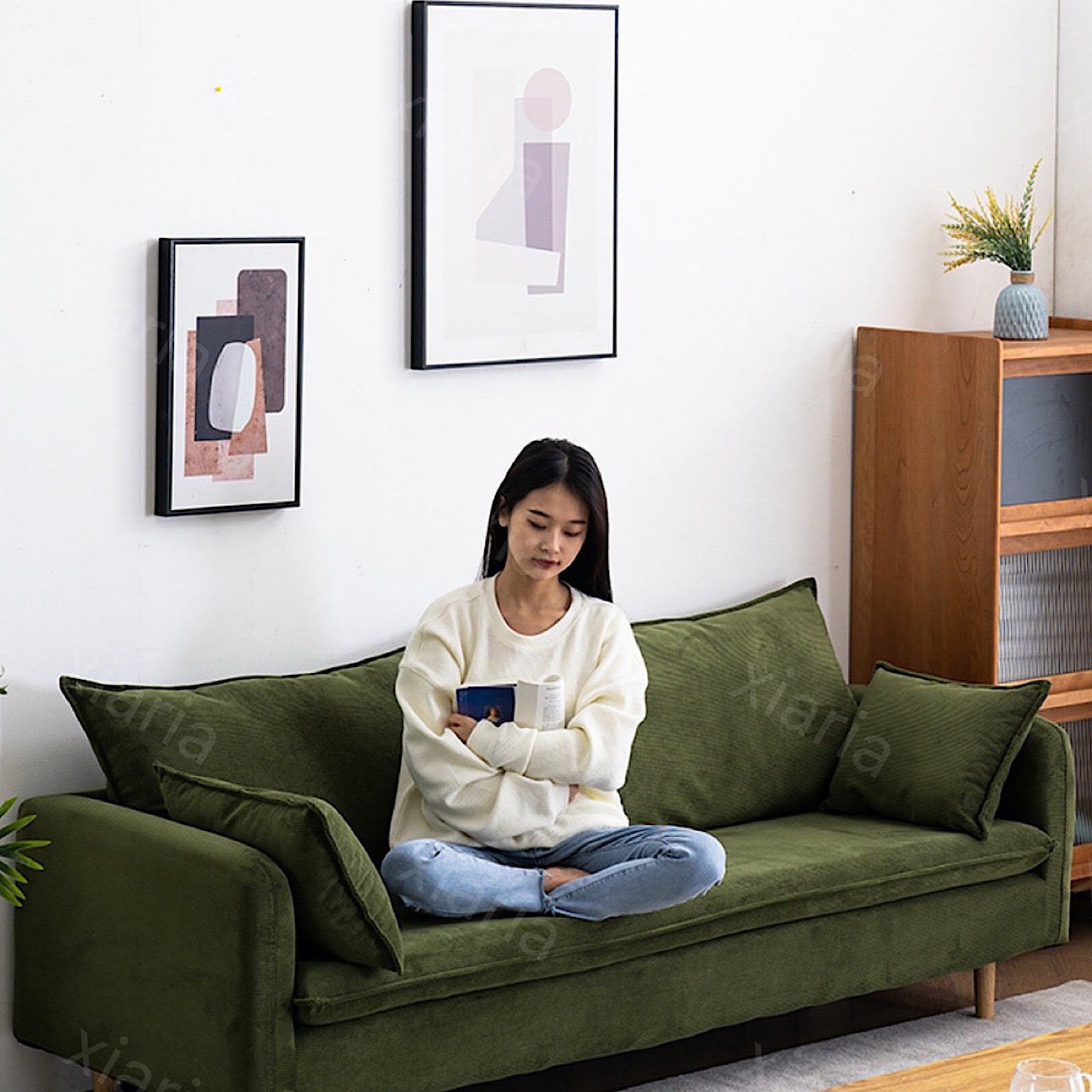 北欧 ソリッド ファブリック ソファ リビング 家庭用 レトロ コーデュロイ 日本製 シンプル ソファ