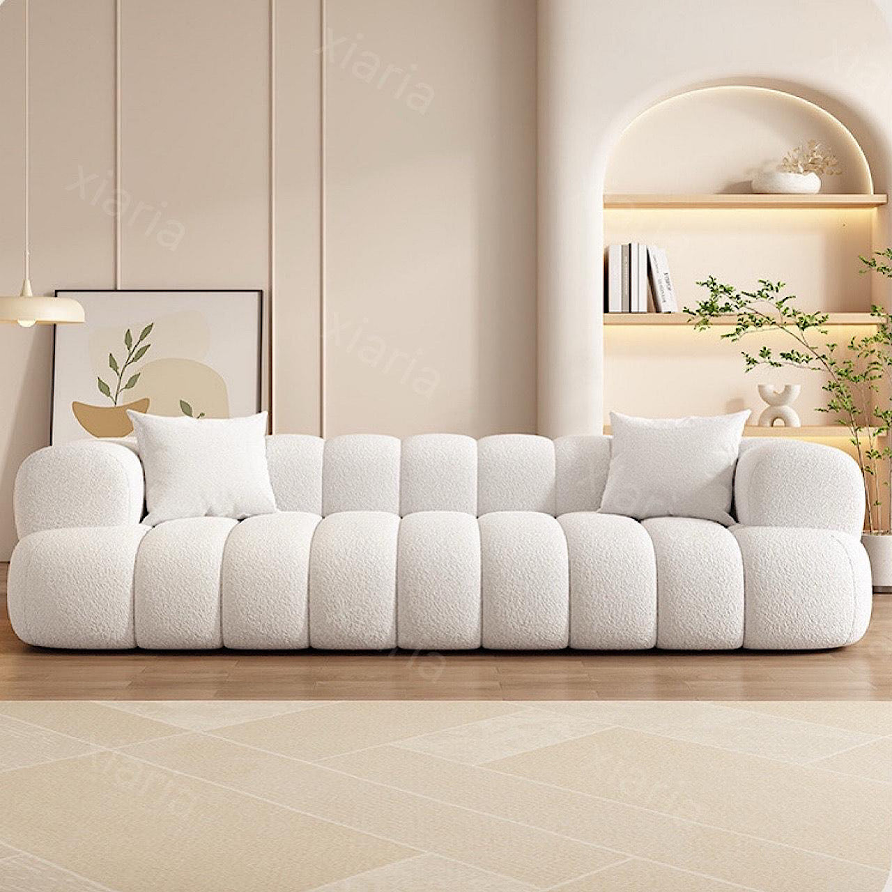 クリーム スタイル ラムウール ライト 高級小型 家庭用 ソファ リビングルーム ベッド ソファ